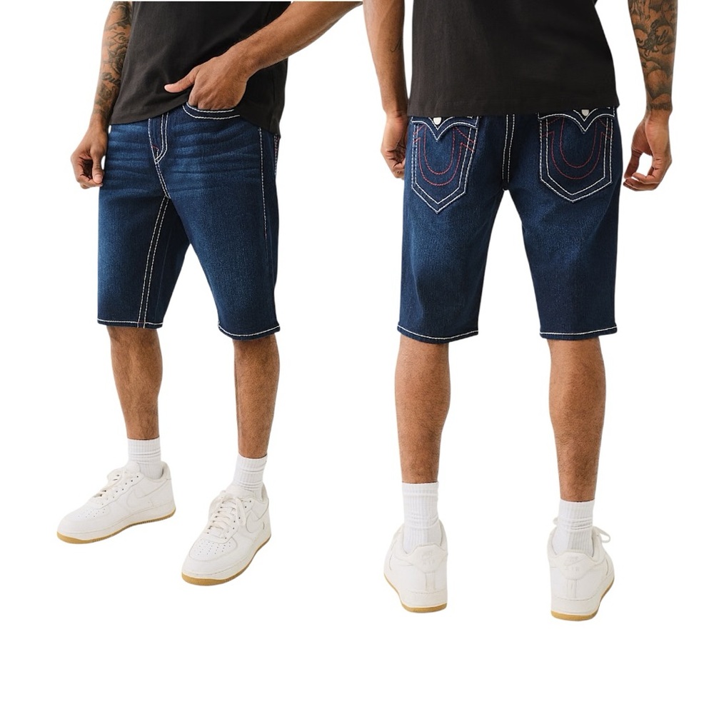 True Religion Ricky Big T Flap Shorts Dark Migration Wash SZ 30